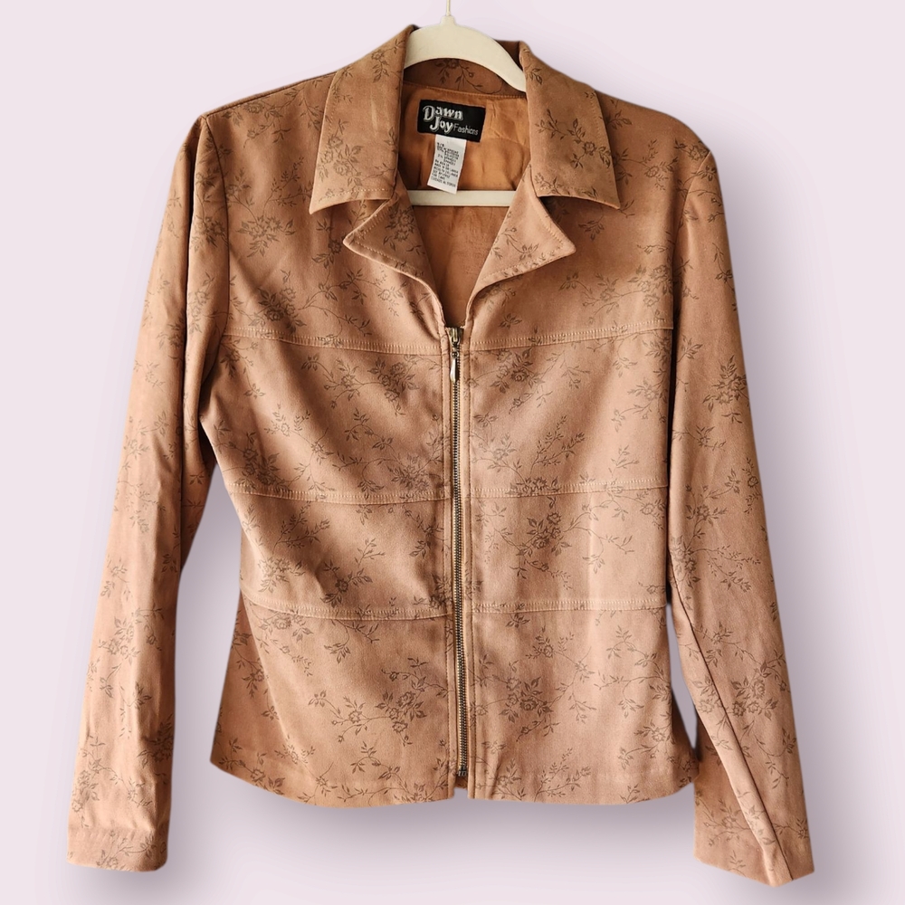 Tan Tailored Suede Blazer with Classic Collar